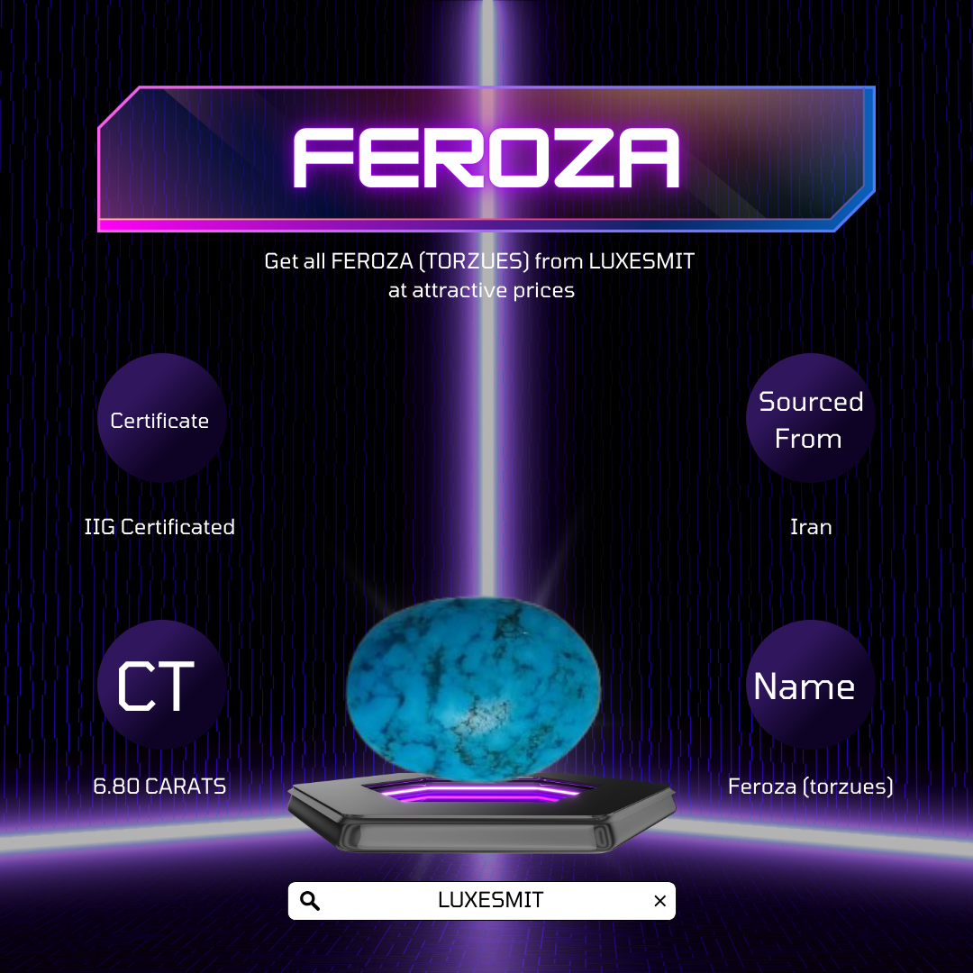 Irani Feroza (Natural Turquoise) – 6.80 Carats | Certified by IIG | Luxesmit