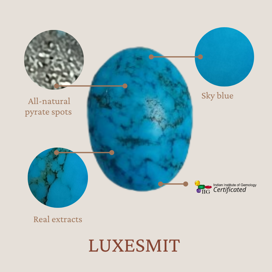 Irani Feroza (Natural Turquoise) – 6.80 Carats | Certified by IIG | Luxesmit